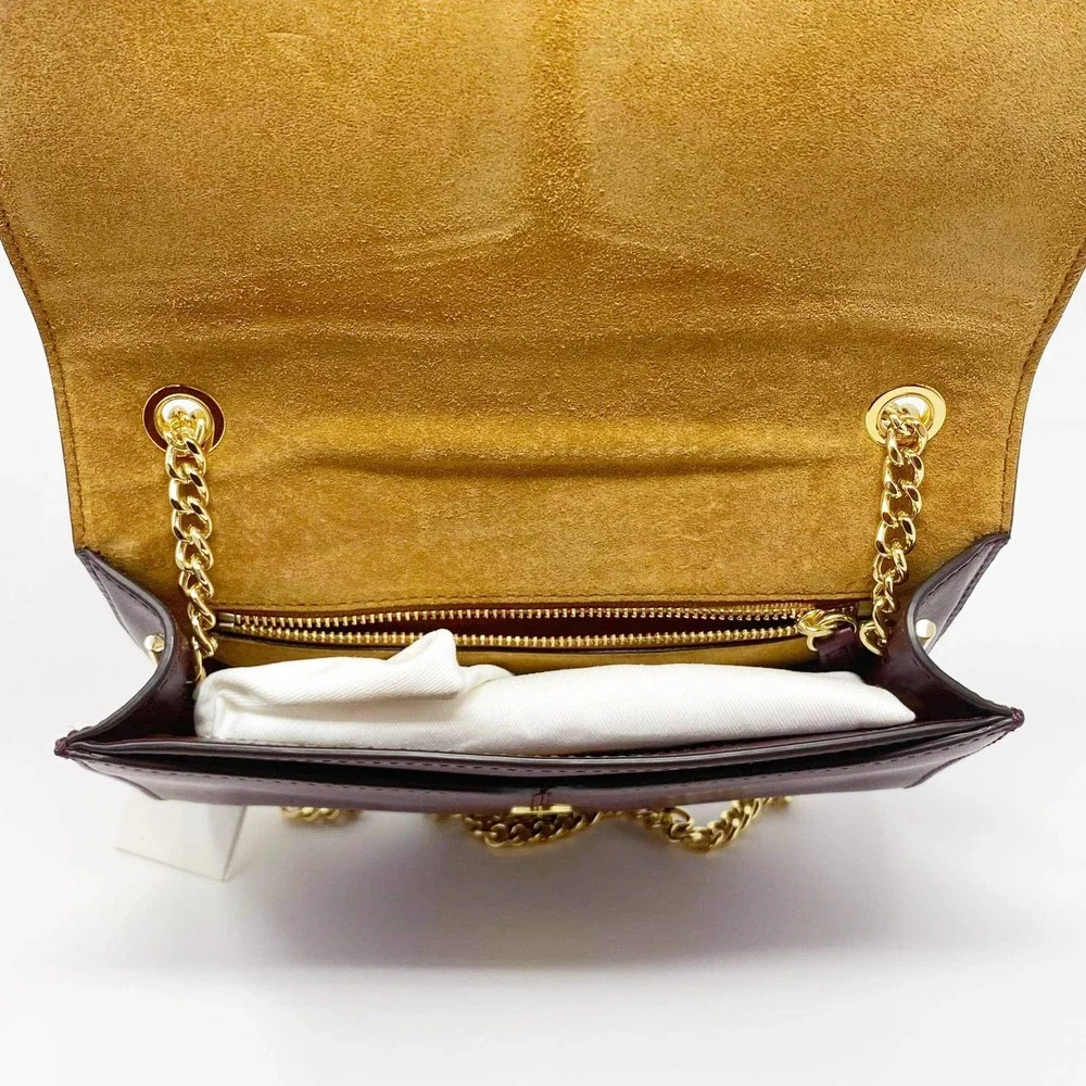 SANDRO Lou MM Leather Crossbody Shoulder Handbag Bordeaux - Picture 4 of 6